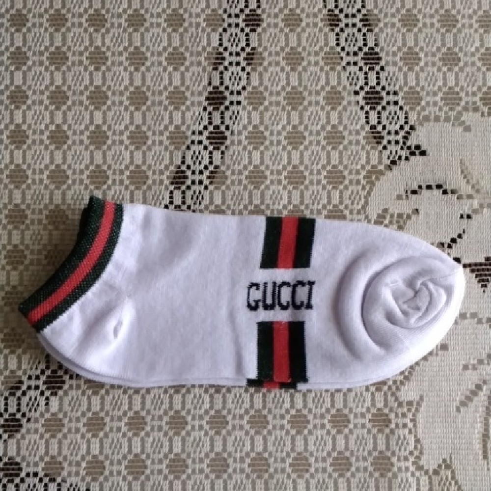 White Socks with Green and Red Accents